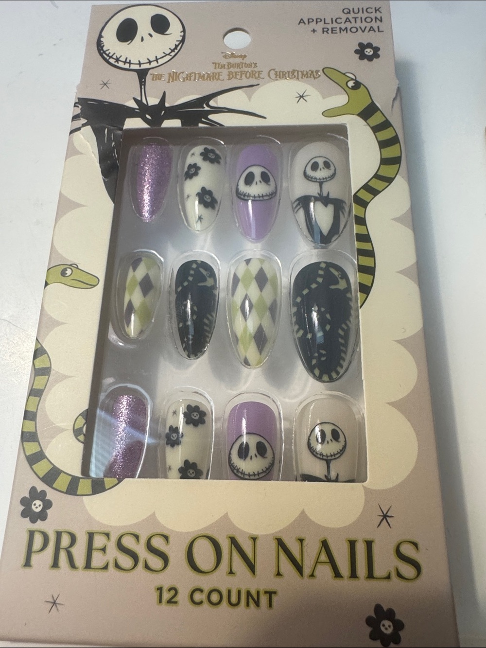 The Nightmare Before Christmas Press-On Nails - Purple, Black & Cream